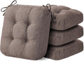 IASEAHK Chair Cushions for Dining Chairs, Dining Chair Cushions, Tufted Indoor Chair Pads with Ties & Non Slip Backing, Seat Cushions for Kitchen Chairs 16.5” x 16.5” x 3.5”, Set of 4, Light Brown by IASEAHK