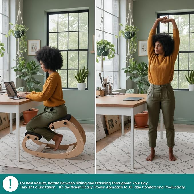 Ergonomic Kneeling Chair with Adjustable Seats - Knee Chair for Posture Correction & Kneel Rocking Stool for Desk - Back Pain Relief for Home and Office, Supports 250 pounds - 5 Years Warranty - Image 10