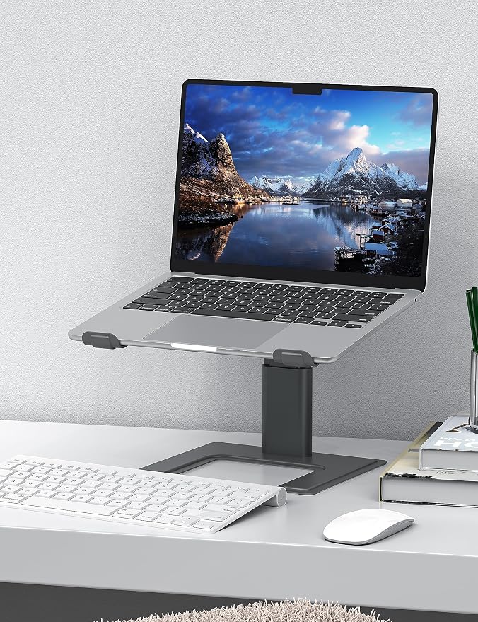 ALASHI Laptop Stand for Desk, Computer Stand Adjustable Height, Ergonomic Notebook Laptop Riser, Aluminum Metal Holder Compatible with 10 to 17.3 Inches Notebook PC Computer, Grey - Image 7
