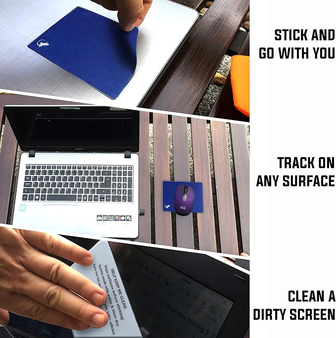Mouse Pad Adhesive Bottom - Sticks to Any Surface - Portable - Webcam Covers and Screen Cleaner Included (Navy) - Image 5