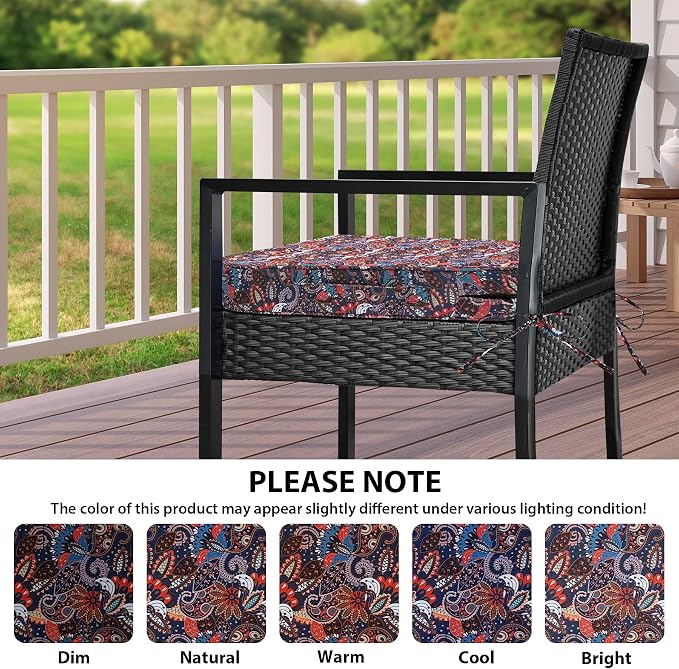IPYNBAP Outdoor Chair Cushions Set of 4 -Waterproof Outdoor Seat Cushions for Patio Furniture, Patio Chair Cushion with Handle and Ties, Out Door Chair Pads,18.5x16x3-Square, Artistic Floral - Image 7