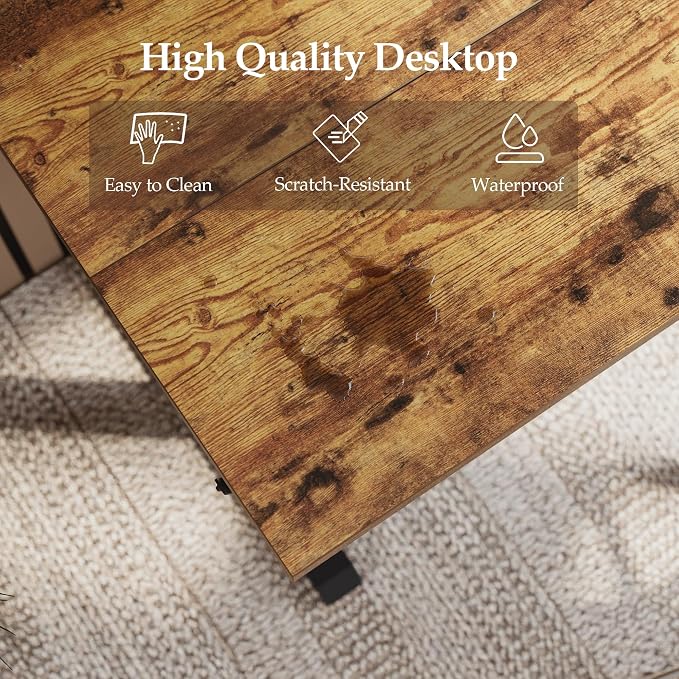 Klicelor Electric Standing Desk 48 Inch, Height Adjustable Desk for Home Office, Sit Stand Up Rising Computer Table with Memory Preset, Rustic Brown - Image 9