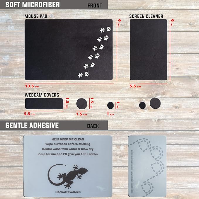 Mouse Pad Adhesive Bottom - Sticks to Any Surface - Portable - Webcam Covers and Screen Cleaner Included (Cat Paw) - Image 7