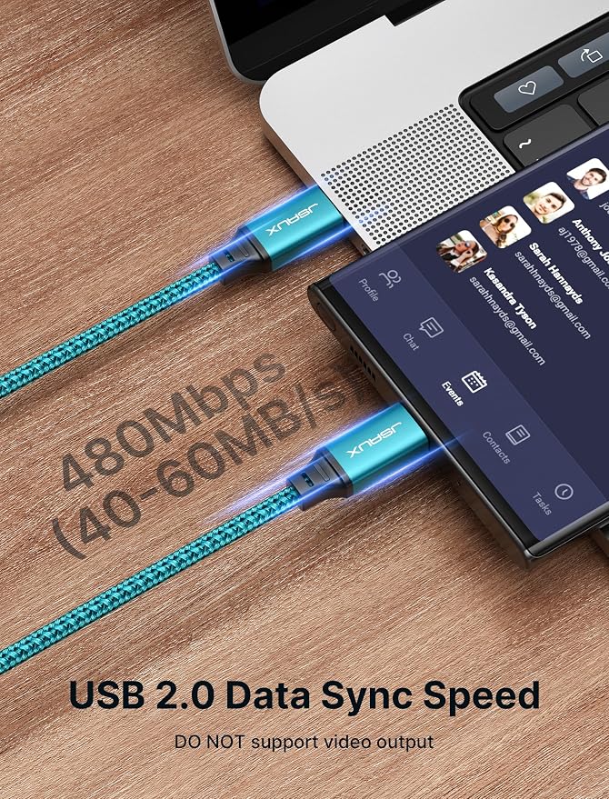 JSAUX 100W USB C to USB C Cable [2-Pack 10T], PD Fast Charging, Green | 100 Watt Fast Charger, Braided Type-C Cords for iPhone Air/17e/17/16/15 Series, Galaxy S/Note Series, MacBook and iPad - Image 8