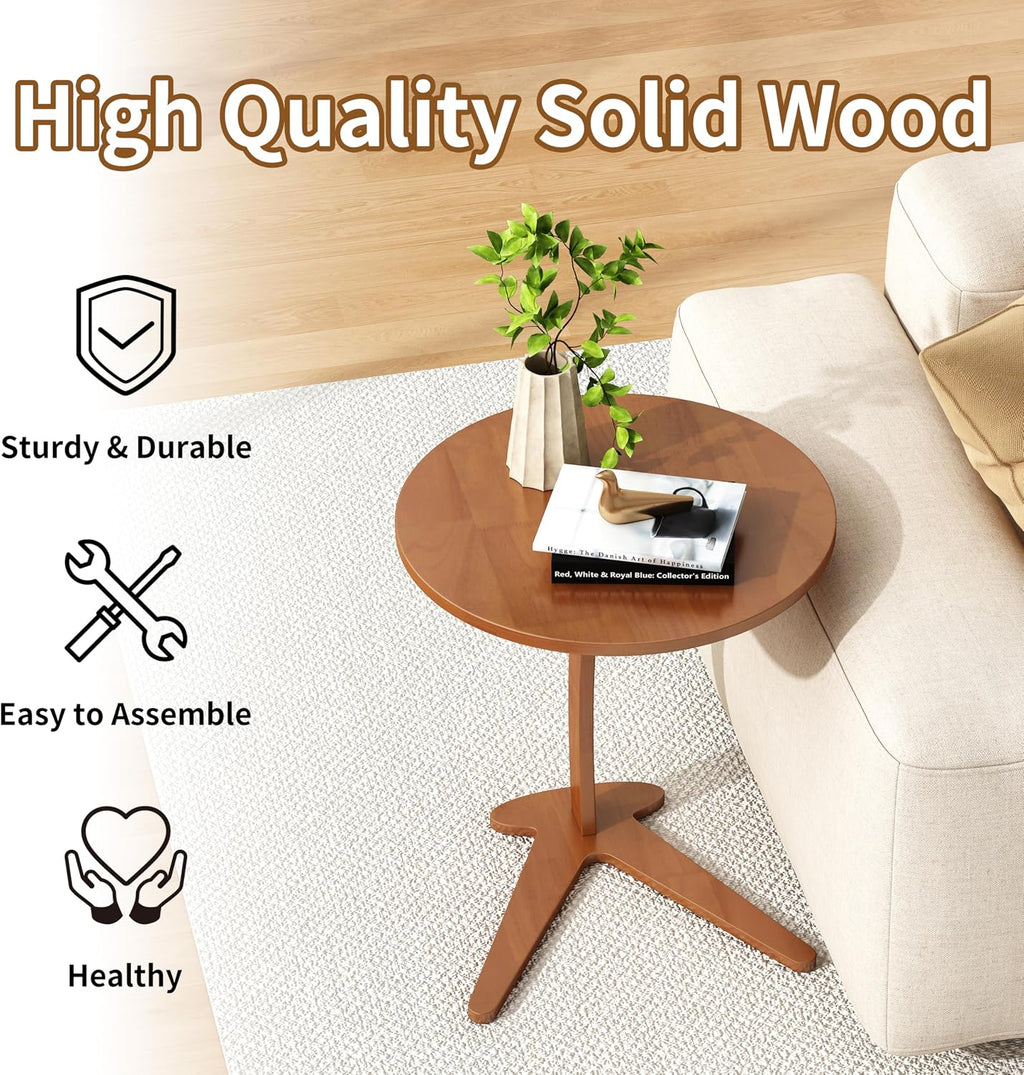 17" Couch Tables that Slide Under, Solid Wood C Shaped End Table - Image 5