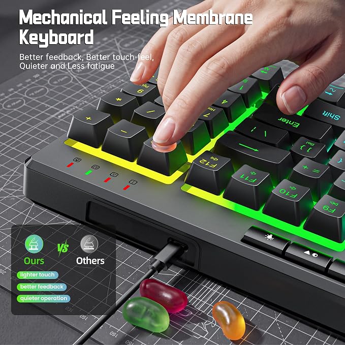 Redragon K517 Pro Wired Gaming Keyboard, RGB Backlit, Mechanical Feel 94 Keys Computer Keyboard with 4 Macro Keys, Number Pad, Anti-Ghosting, 4000mAh Battery for Win/MAC, PS4/5 - Image 2