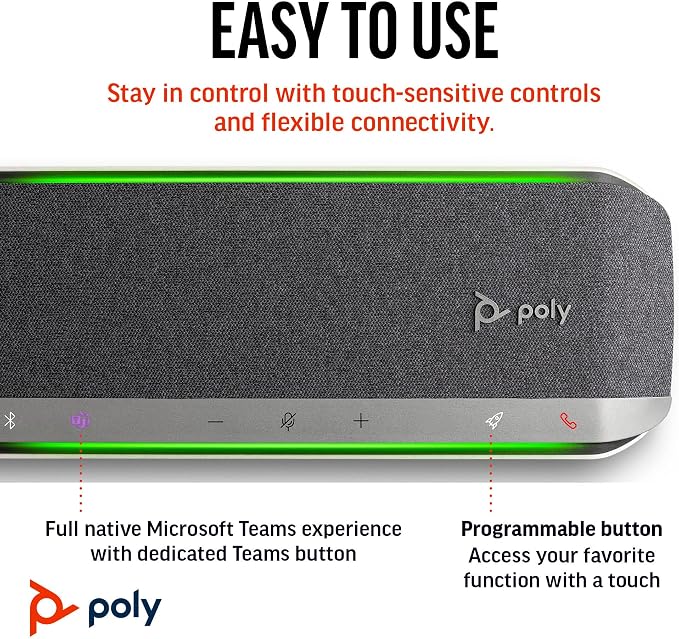 Poly Sync 40+ Smart Speakerphone (Plantronics) - Flexible Workspaces - Connect to PC/Mac via BT700 Adapter and Smartphones via Bluetooth - Certified for Microsoft Teams – Amazon Exclusive - Image 5