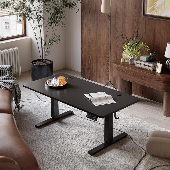 YIHAYO Low Height Adjustable Desk, Lifts 18.1-28.3 Inches, Electric Standing Desk for Short People, 48 x 24 Inches Computer Table with Splice Board for Home Office, Black - Image 2