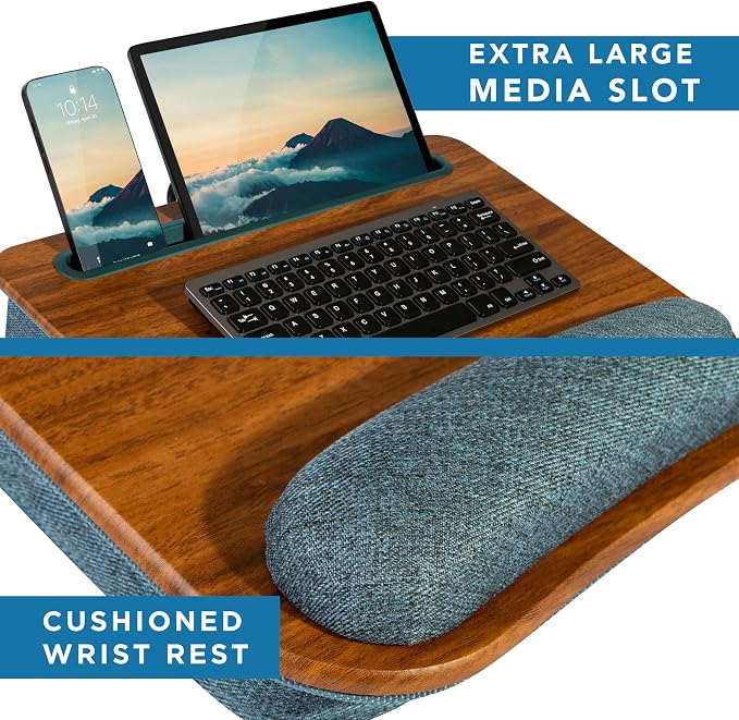 LAPGEAR Portable Laptop Lap Desk – Espresso Woodgrain, Fits 15.6" Laptops - Image 4