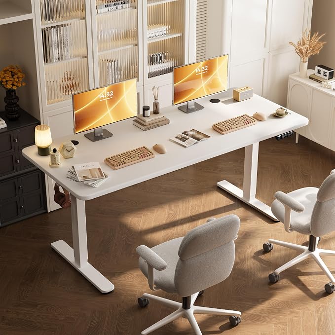 Monomi 79" Large Electric Standing Desk,Height Adjustable for Two-Person | Ergonomic Home office Computer Desk Workstation,Gaming Desk with Memory Height,Headphone Hooks,Anti-Collision,White by MONOMI