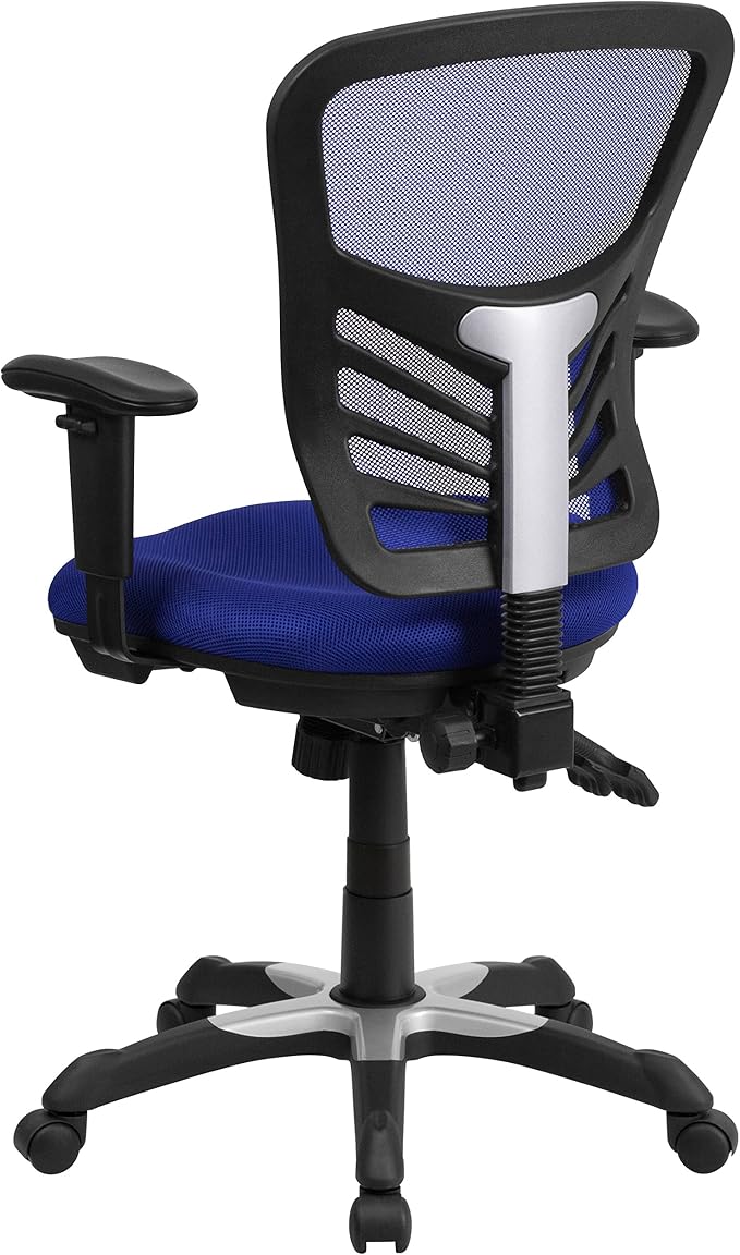 Flash Furniture Mid-Back Blue Mesh Multifunction Executive Swivel Ergonomic Office Chair with Adjustable Arms | Adjustable Armrests, 360° Swivel, Height Adjustable, Commercial Grade - Image 5