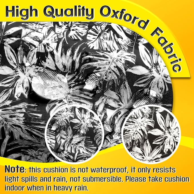 MAGIC ELEPHANT Outdoor Bench Cushion, Memory Foam Loveseat Cushion for Patio Furniture Wicker Chair, Settee Porch Swing Seat Cushion, 44 x 19 Inches (Black Monstera) - Image 4
