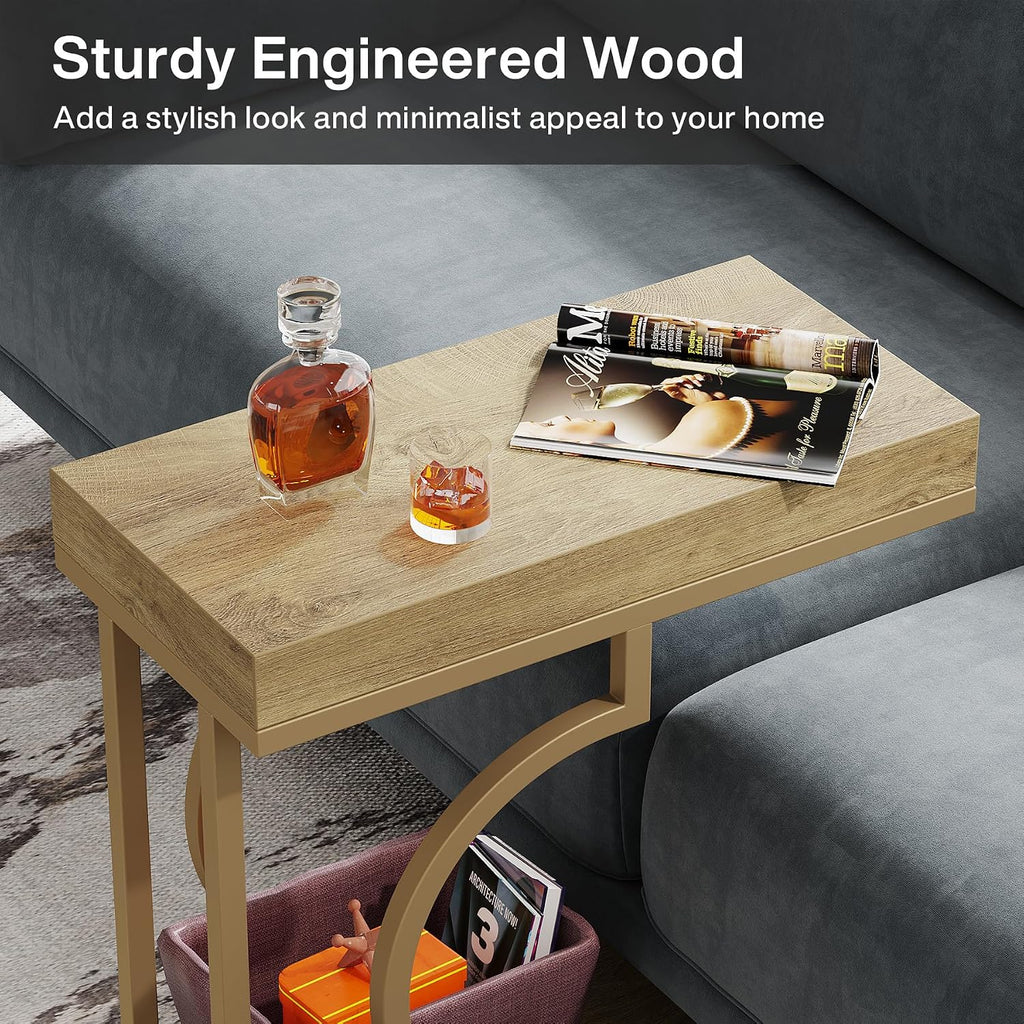 Tribesigns Narrow Side Table Set of 2, C Shaped End Table - Image 7