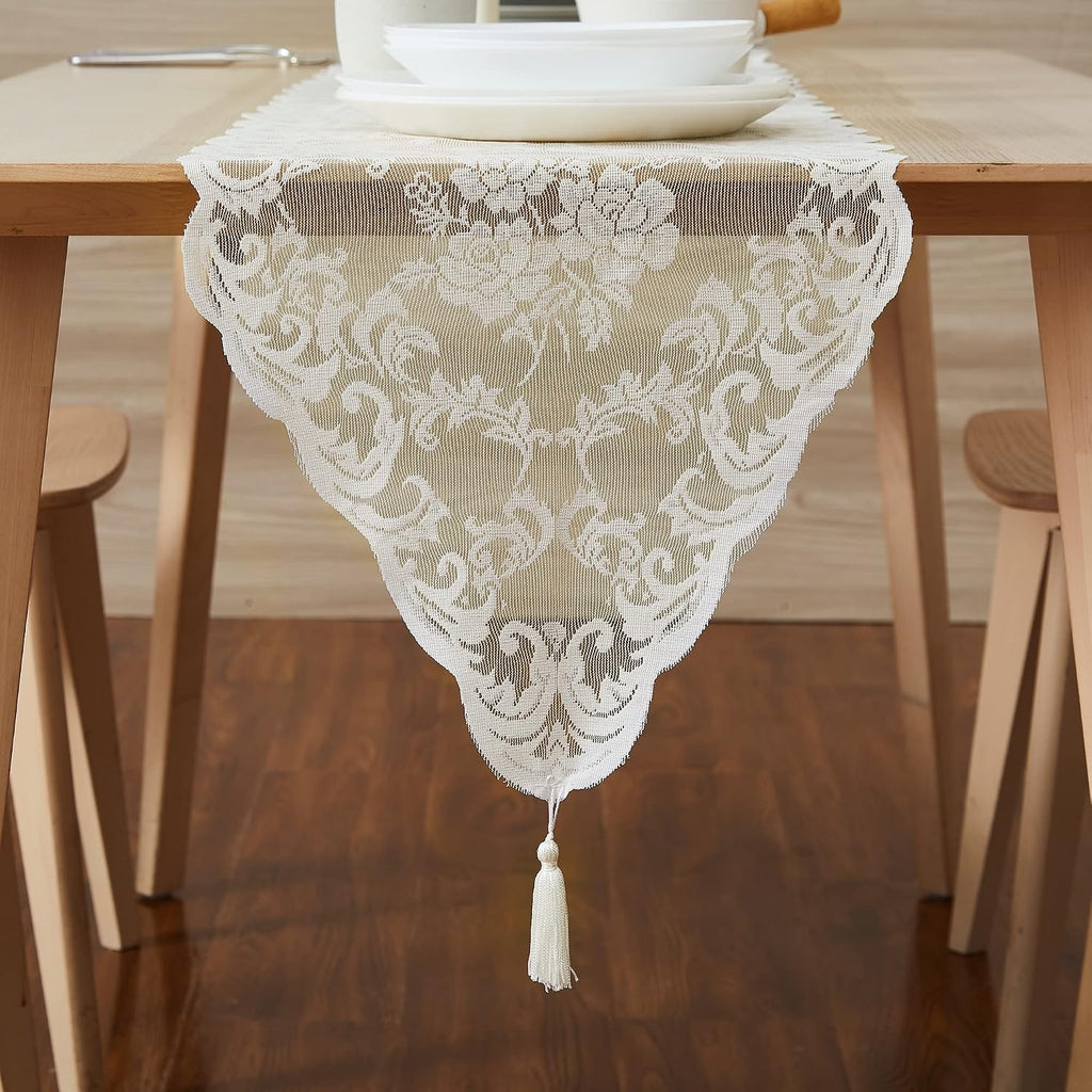 Warm Home Designs 48 Inch Ivory Lace Wedding Table Runner. MTR Ivory 48 by Warm Home Designs