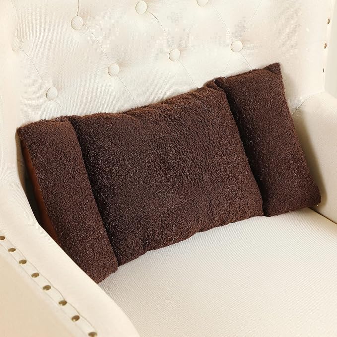 Queekay Fleece Lumbar Support Pillow 3 Section Back Pillow Office Chair for Back Support Comfortable Lumbar Cushion for Car Seat Pain Relief Sofa Rest(Coffee) by Queekay