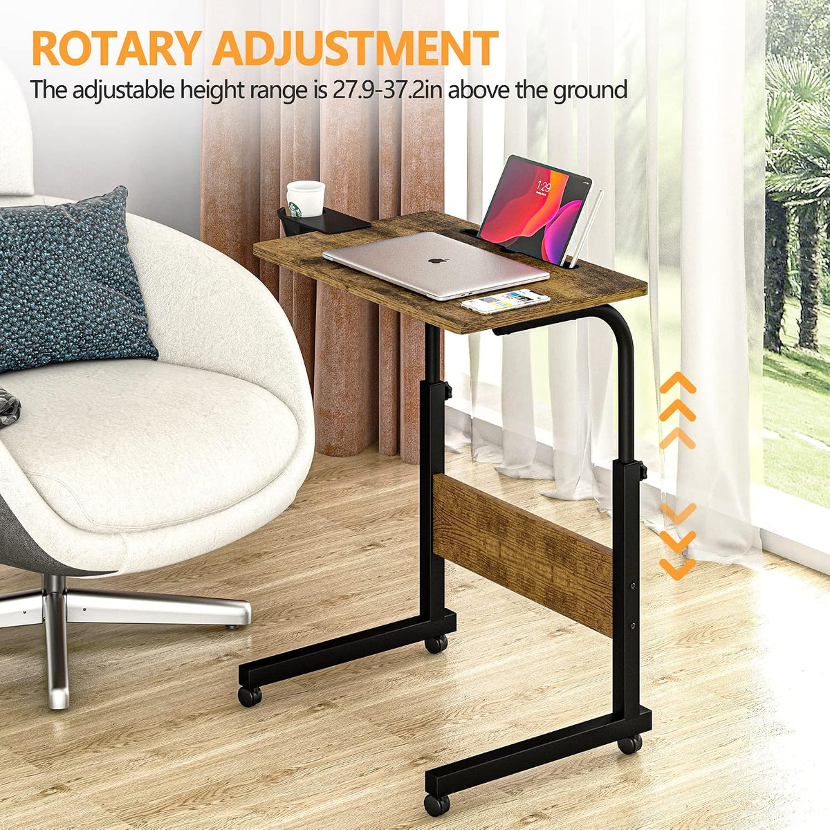 Klvied Adjustable Mobile Laptop Stand, Walnut - Image 5