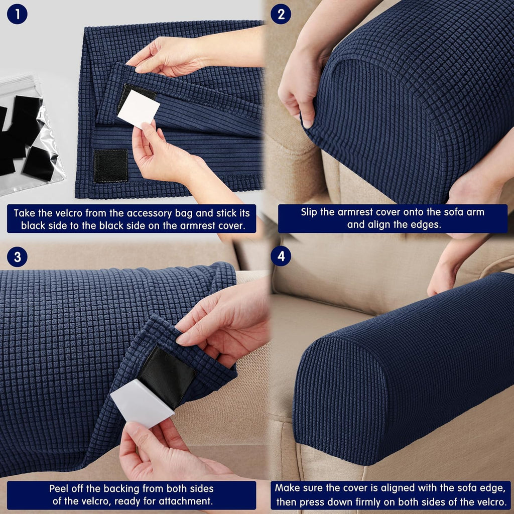 SUBRTEX Stretch Couch Arm Covers Set of 2, Non-Slip Sofa Armrest Slipcovers - Image 7