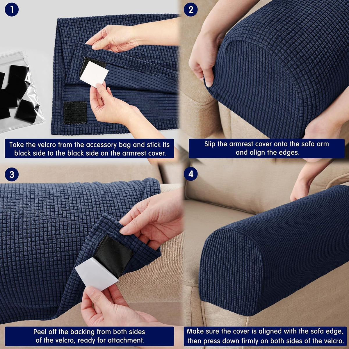 SUBRTEX Stretch Couch Arm Covers Set of 2, Non-Slip Sofa Armrest Slipcovers - Image 7