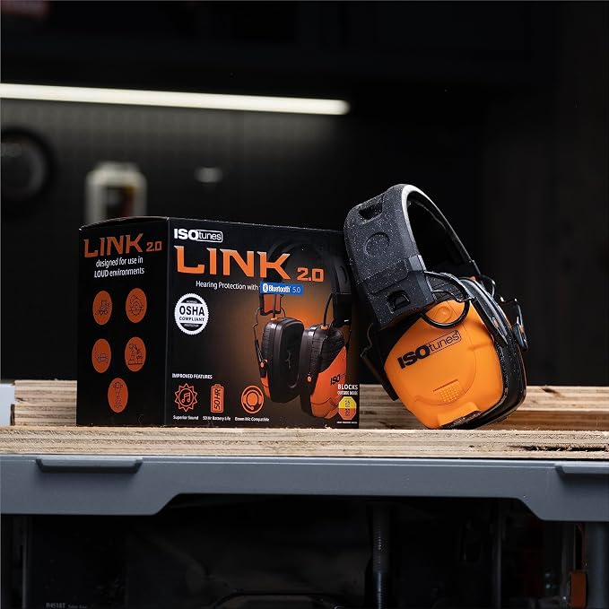 ISOtunes Link Bluetooth Earmuffs, OSHA Compliant Headphones for Work | Ear protection headphones for mowing and construction, ultra-durable design, Bluetooth audio, 25 dB NRR - Image 7