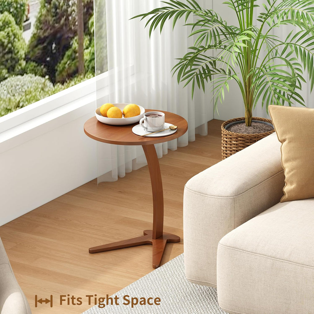 15" Couch Tables that Slide Under, Solid Wood C Shaped End Table - Image 3