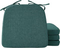 Ruqmuis Chair Cushions for Dining Chairs, 2" Thick Seat Cushions for Kitchen Chairs, D-Shaped Chair Pads with Washable Cover, Ties and Non Slip Backing, 17'' x 16'', Set of 4, Green by Ruqmuis