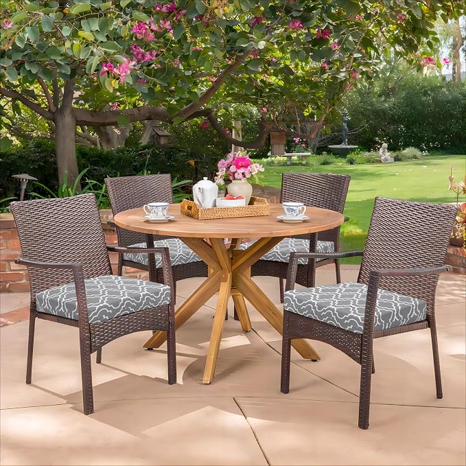 HARBOREST Outdoor Chair Cushions Set of 4, Water Resistant Patio Chair Cushions with Ties, Square Corner Outdoor Seat Cushions for Patio Furniture, 18.5"x16"x3", Grey Geometry - Image 7