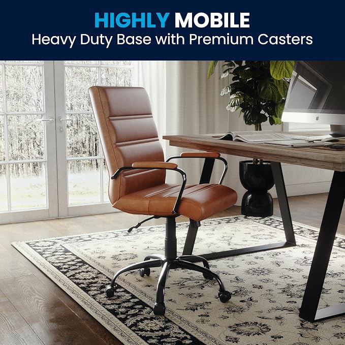 Flash Furniture Mid-Back LeatherSoft Executive Office Chair, Brown/Black | 360° Swivel, Height Adjustable, Commercial Grade - Image 6