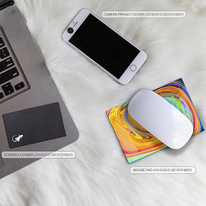 Mouse Pad Adhesive Bottom - Sticks to Any Surface - Portable - Webcam Covers and Screen Cleaner Included (Color Swirl) - Image 8