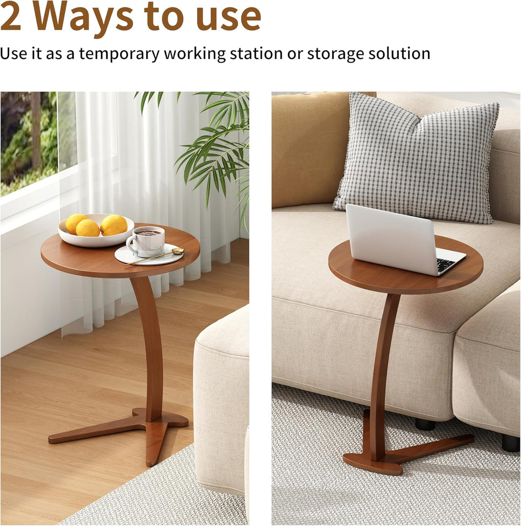 15" Couch Tables that Slide Under, Solid Wood C Shaped End Table - Image 6