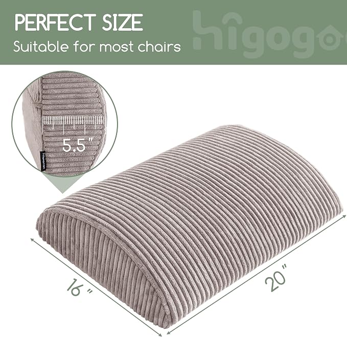 Lumbar Support Pillow for Recliner Chair/Accent Chair/Couch, Extra Large Memory Foam Back Support Cushion for Elderly, Recliner Cushions for Back Rest, Pain Relief, Reading, Washable Cover, Grey - Image 2