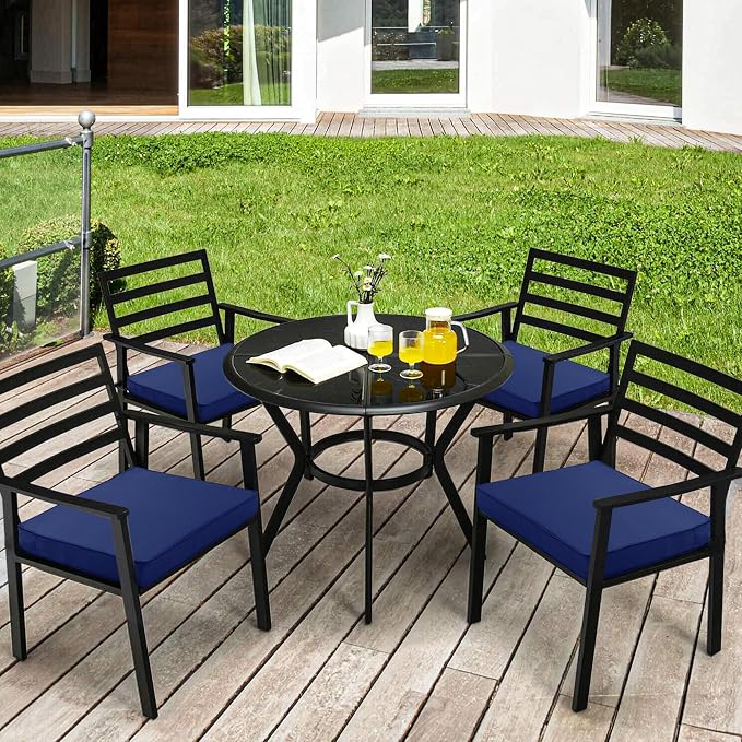 Outdoor Chair Cushions Set of 4, 19 x 19 x 3 Inch Seat Pads | Waterproof Patio Chair Cushions with Tie, Fade Resistant Cushions for Outdoor Furniture Garden Lawn, Navy Blue - Image 6