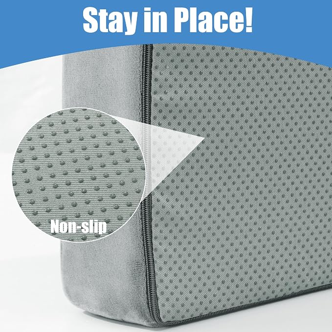 HOMBYS Recliner Seat Cushion with Lumbar Support Pillow and Adjustable Headrest, Medium Firm Foam Filling Chair Pad and Back Support, Non-Slip Design for Comfort and Pressure Reduce, Gray - Image 4