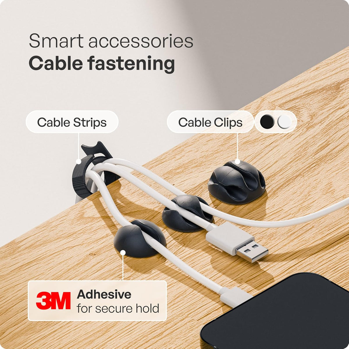 PAMO Cable Management Under Desk, Set of 3 - Black - Image 5