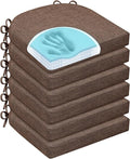 Chair Cushions for Dining Chairs, Non Slip Chair Pads with Ties and Washable Covers, Memory Foam Kitchen Chair Cushions Set of 6, 16"X16"X2.5", Brown by HOMELYSIAN