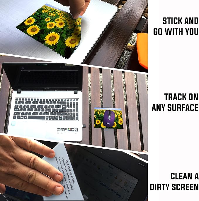 Adhesive Mouse Pad - Peel and Sticks to Any Surface - Travel Mouse Pad, Sticky for Any Surface - Excellent Tracking - Sunflowers - Image 2