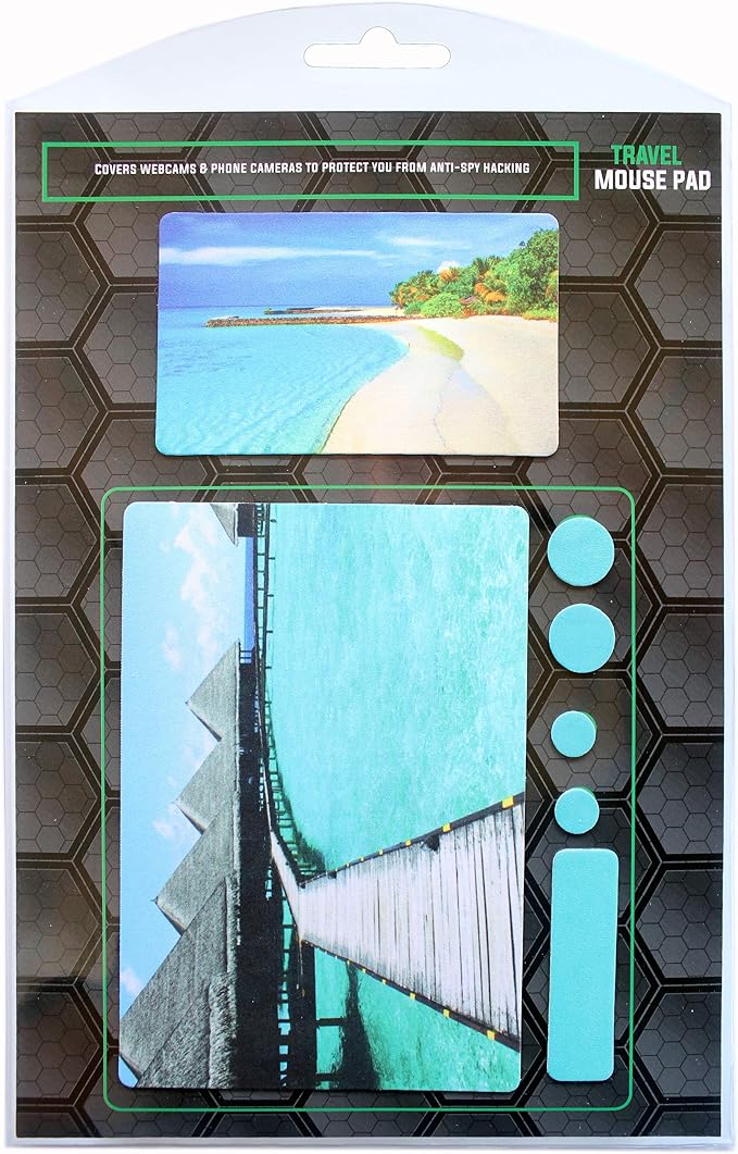 Mouse Pad Adhesive Bottom - Sticks to Any Surface - Portable - Webcam Covers and Screen Cleaner Included (Beach) - Image 8