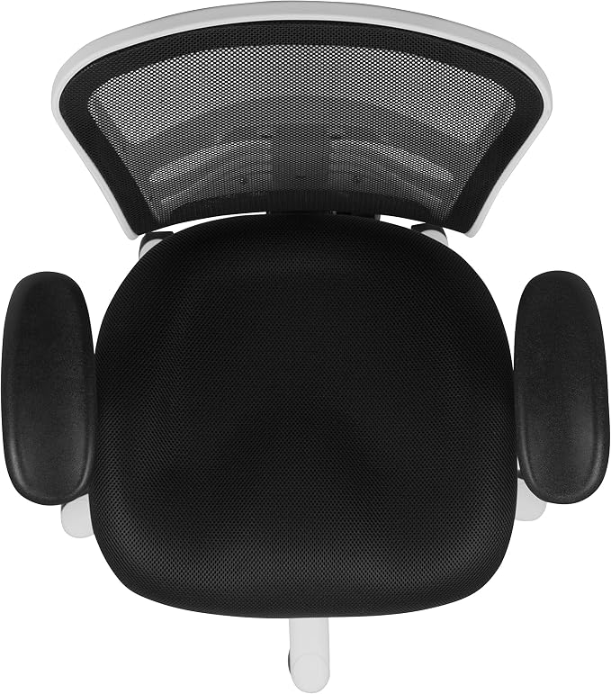 Flash Furniture Mid-Back Black Mesh Multifunction Executive Swivel Ergonomic Office Chair with Adjustable Arms and White Frame | Adjustable Armrests, 360° Swivel, Height Adjustable, Commercial Grade - Image 8
