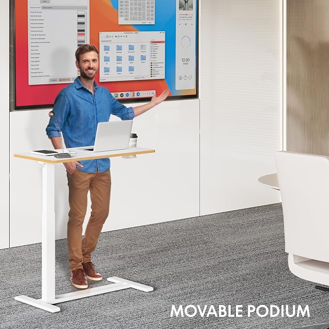 FLEXISPOT H7 32" Pneumatic Height-Adjustable Overbed Table with Wheels | C-shaped bedside table TV Tray,Medical End Side Table,Laptop desk for Hospital Home office use,31.5"Wx17.7"D,White Maple - Image 2