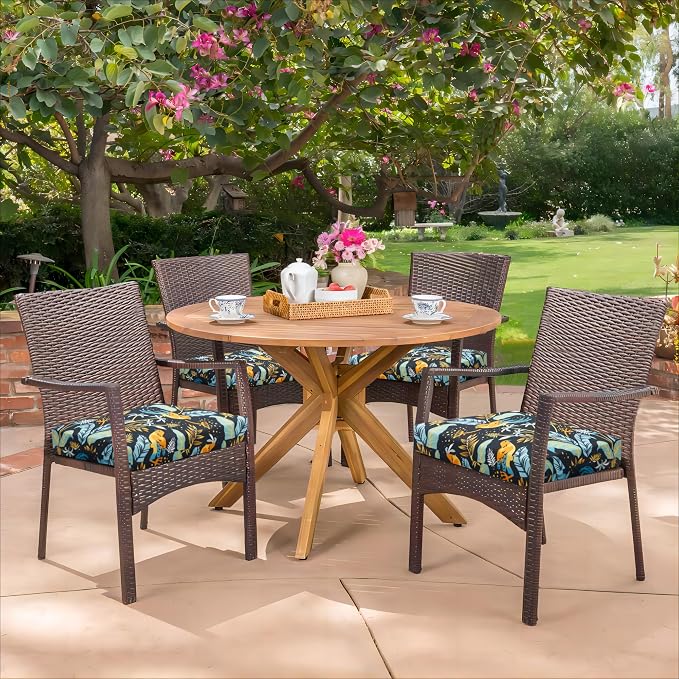 HARBOREST Outdoor Chair Cushions Set of 4, Water Resistant Patio Chair Cushions with Ties, Square Corner Outdoor Seat Cushions for Patio Furniture, 18.5"x16"x3", Philomel - Image 7