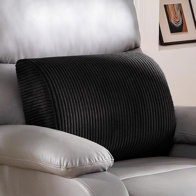 HIGOGOGO Lumbar Support Pillow for Recliner Chair/Accent Chair/Couch, Large Memory Foam Back Support Cushion for Elderly, Recliner Cushions for Back Rest, Pain Relief, Reading, Washable Cover, Black by HIGOGOGO