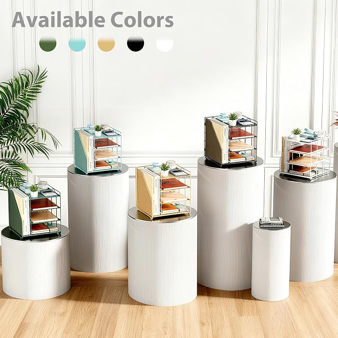White Desk Organizer and Accessories, 4-Tier Paper Organizer for Desk, Office Accessories & Workspace Organizers and Desktop Storage for Office Supplies (White) - Image 7
