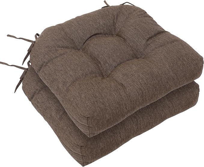 RACE LEAF 17" x 17" Patio Chair Seat Pads Brown - Outdoor/Indoor Patio Cushions Set of 2 - Replacement Cushions for Chairs and Seating - Olefin Seat Pads for Porch, Deck, and Garden Seats by RACELEAF