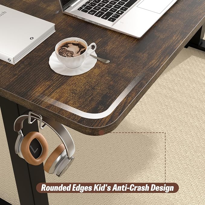 55"x24" Standing Desk, Height Adjustable Sit-Stand Home Office, Brown | Electric Adjustable Standing Desk, Sit to Stand Computer Office Desk with Splice Board, Memory Preset, Lifts 28.7''-46.5" - Image 8