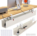 Extra Large 48" Under Desk Cable Management Tray for Standing Desk, No Drill Clamp On Wire Hider, Heavy Duty Anti-Sag Cord Organizer, Cable Tray for Studio & Dual Monitors (Beige, 47.8") by Cotohim