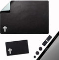 Mouse Pad Adhesive Bottom - Sticks to Any Surface - Portable - Webcam Covers and Screen Cleaner Included (Cross-Black) by GeckoTravelTech