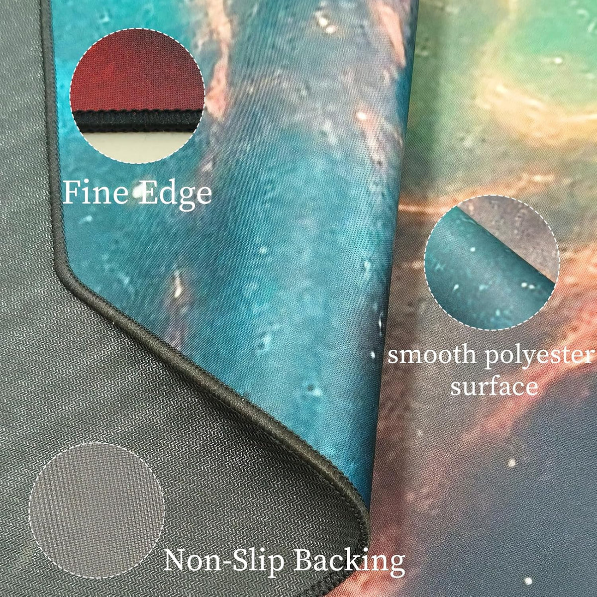 USTIDE Large Gaming Chair Mat Vibrant Galaxy Carpet Nonslip Rubber Desk Chair Mat Office Gaming Floor Mat for Kids Teens Adults 51"x51" - Image 6