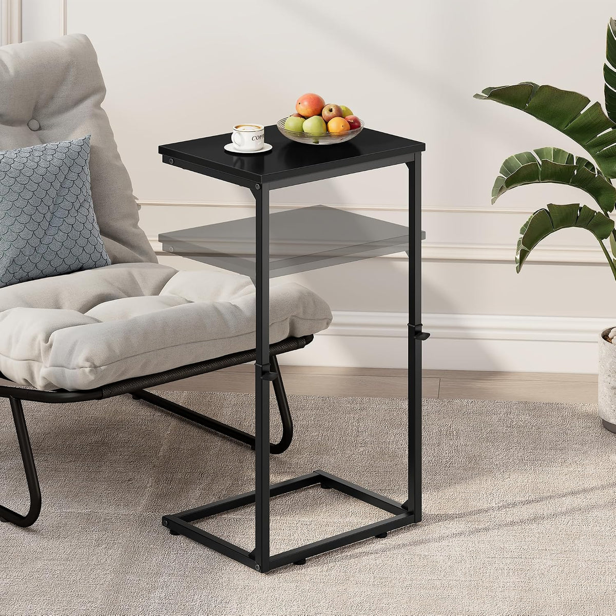 C Shaped End Tables Set of 2, 33.2'' Tall C Table Adjustable Height Side Table, Small Side Table for Small Spaces, Slide Under Couch Table for Sofa, Tv Tray for Living Room, Black - Image 4