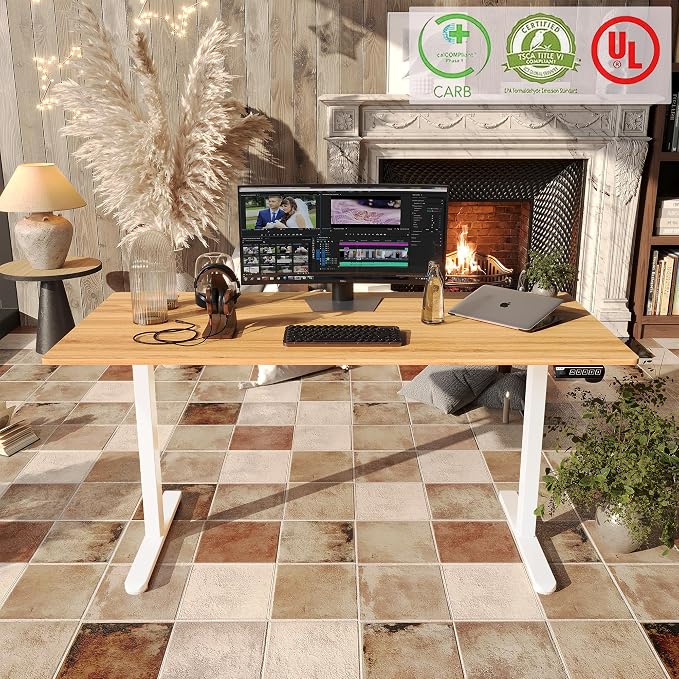 Monomi Electric Standing Desk 63"x28" Height Adjustable Sit Stand Desk | Ergonomic Home Office Computer Gaming Desk with Memory Preset Controller and Anti-Collision,Natural - Image 2