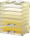 9-Tier Paper Organizer for Desk, Metal Mesh Letter Tray with Handles, Gold | Desk File Organizer with Removable Trays for Sorting Files, Folders, Mail and Printer Paper at Home, School or Office by DALTACK