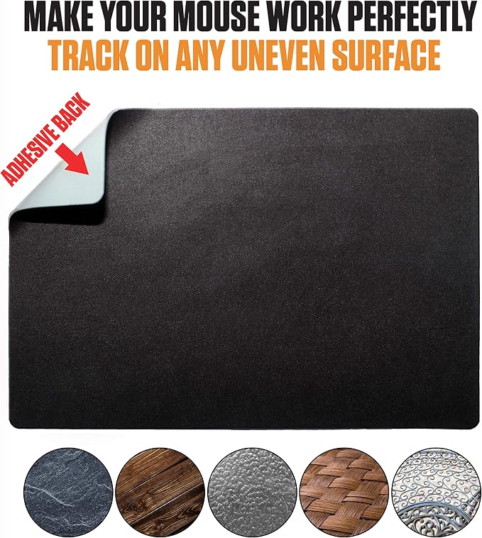 Mouse Pad Adhesive Bottom - Sticks to Any Surface - Portable - Webcam Covers and Screen Cleaner Included (Blank Black) - Image 5